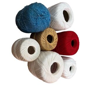 Fine Crochet Yarn Bundle – Elegant Neutrals & Metallic Accents